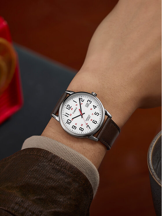 Timex Timex Ročna ura Easy Reader Classic TW2Y12600 Rjava
