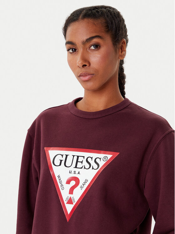 Guess Guess Pulóver W2YQ16 KBA11 Bordó Regular Fit