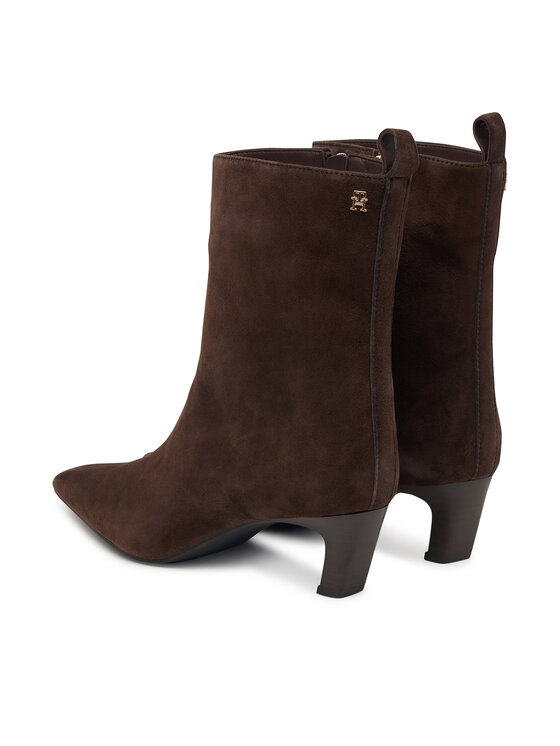 Tommy Hilfiger Tommy Hilfiger Μποτάκια Kitten Heel Suede Ankle Boot FW0FW09670 Σκούρο καφέ