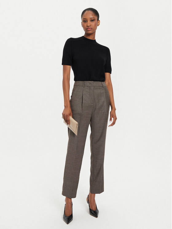 Weekend Max Mara Weekend Max Mara Kalhoty z materiálu Caldaia 2425136132 Hnědá Slim Fit
