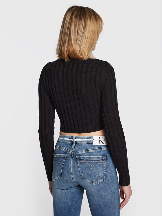 Calvin Klein Jeans Calvin Klein Jeans Bluză cu gât J20J219786 Negru Slim Fit