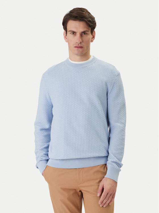 BOSS Pulover H-Imberto 50545283 Albastru celest Regular Fit
