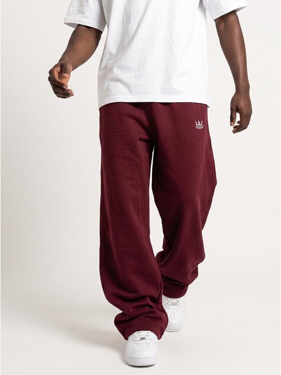Jigga Wear Jigga Wear Spodnie dresowe Szerokie korona 131962 Bordowy Baggy Fit