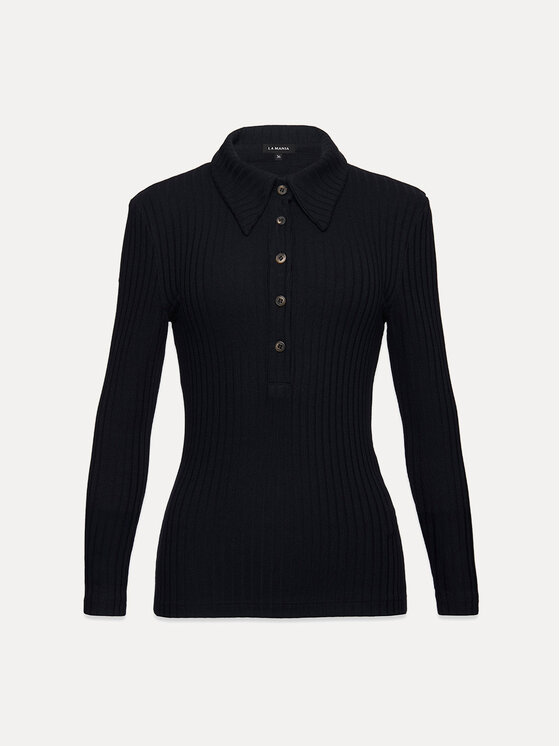 La Mania La Mania Longsleeve LESLEE Czarny Basic Fit
