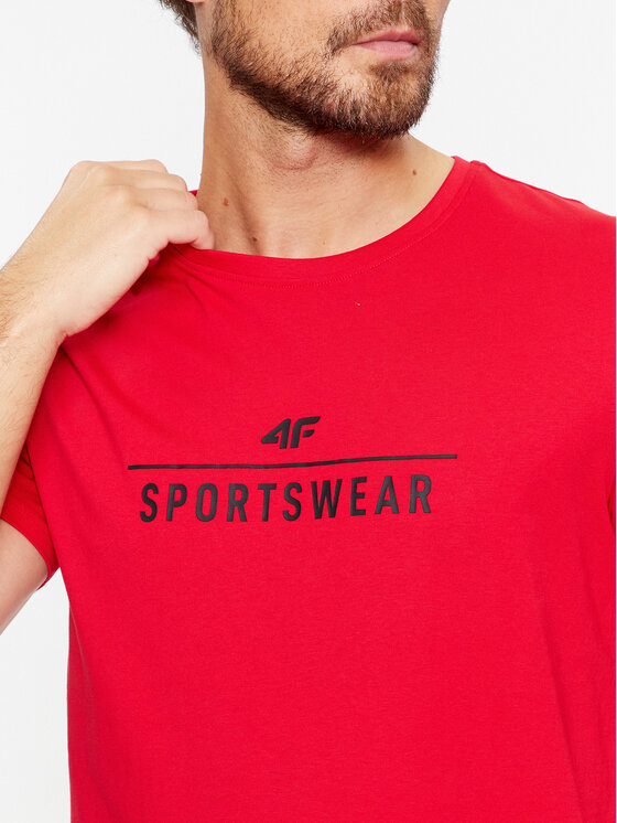 4F 4F T-shirt 4FAW23TTSHM0878 Crvena Regular Fit