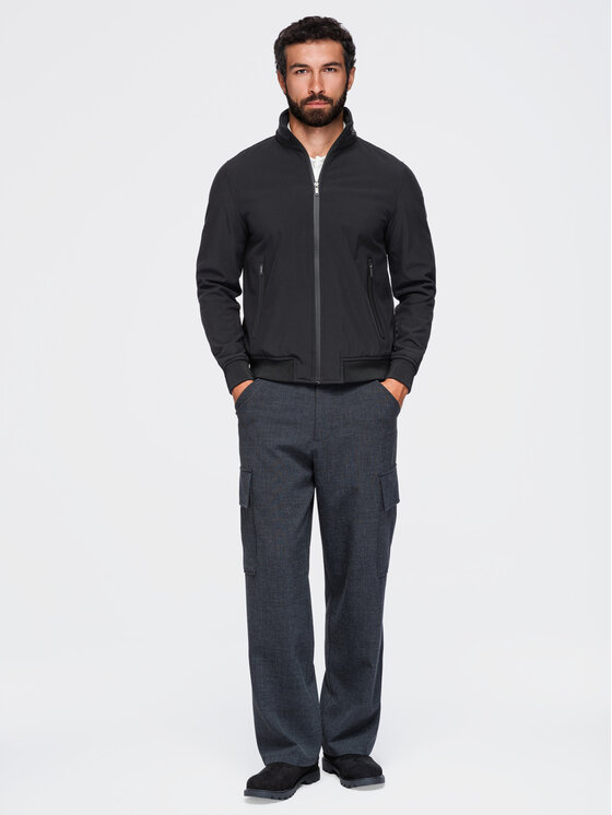 Ombre Ombre Kurtka przejściowa OM-JANP-0233 Czarny Regular Fit