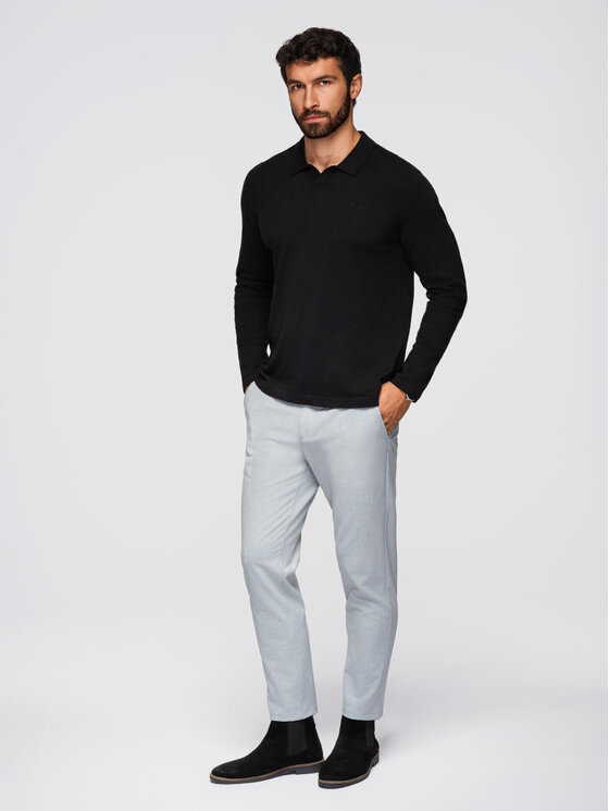 Ombre Ombre Longsleeve OM-POLS-0140 Czarny Regular Fit
