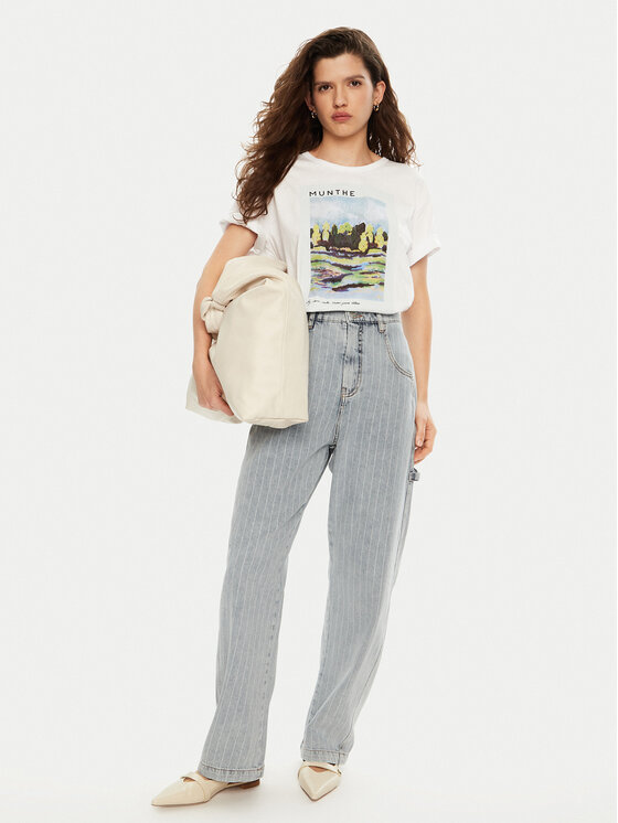 Munthe Munthe Тишърт Silane 244110024460 Бял Regular Fit