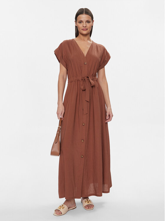 Fracomina Fracomina Ljetna haljina FJ24SD3011W69301 Smeđa Regular Fit