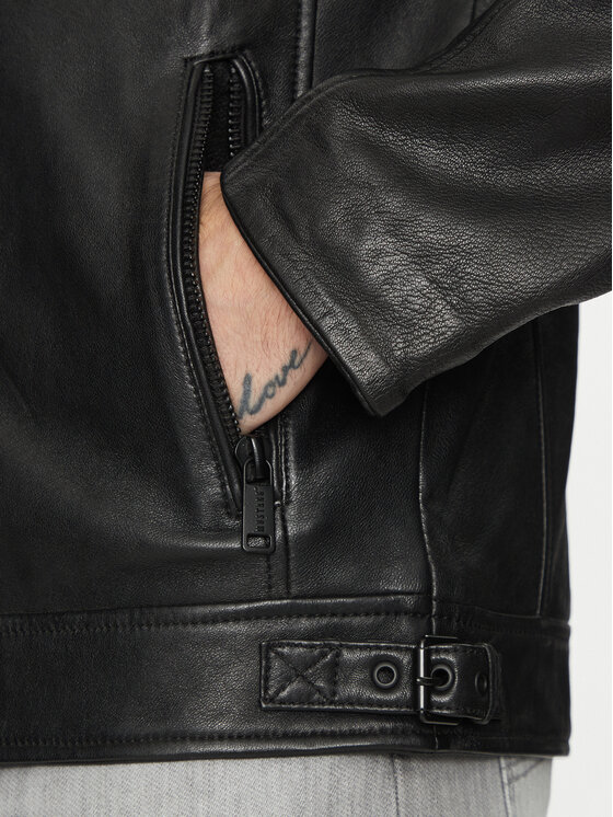 Mustang Mustang Lederjacke Rivo 310-24-050 Schwarz Regular Fit