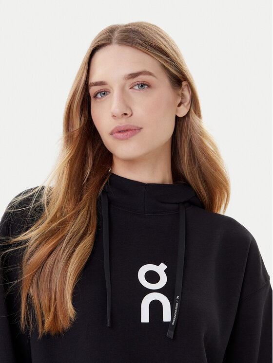 On On Majica dugih rukava Club Hoodie 1WE1004 Crna Relaxed Fit