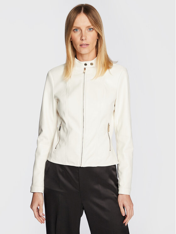 Marciano Guess Geacă din imitație de piele 3RGL13 9646Z Écru Slim Fit