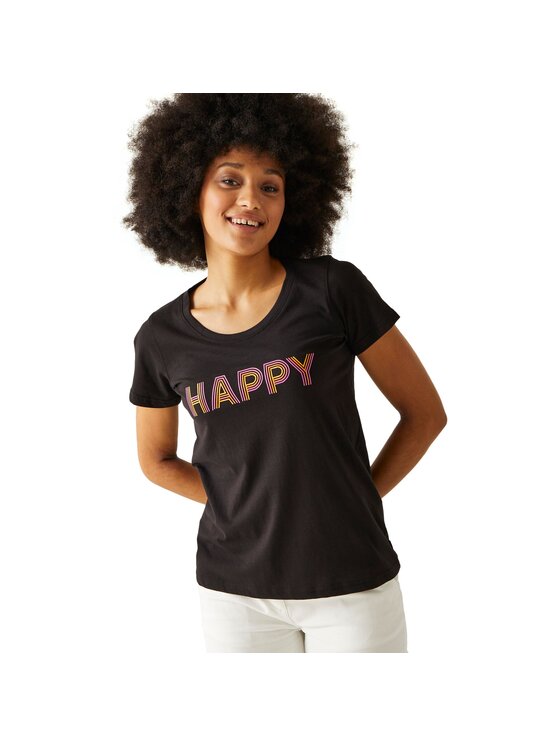 Regatta Regatta T-Shirt Fingal VIII Enjoy Every Moment Czarny Short Fit