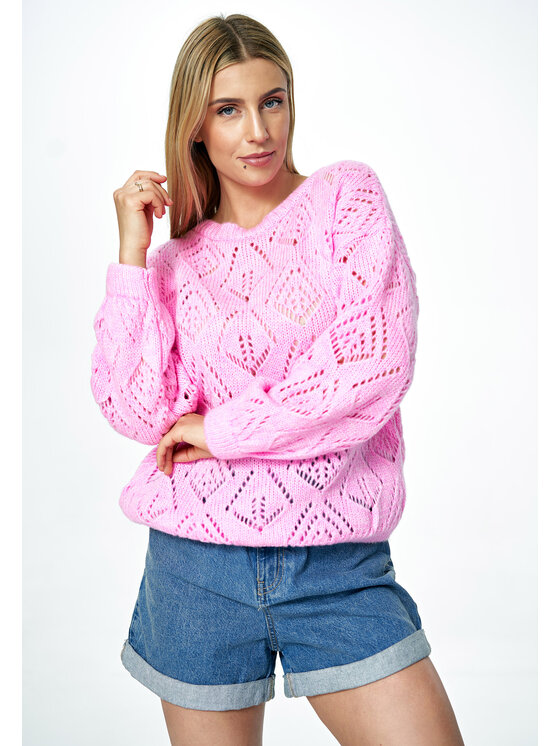 FIGL FIGL Sweter M887 Różowy Oversize