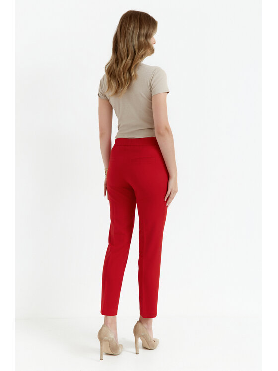 Makover Makover Spodnie damskie K055 Czerwony Regular Fit