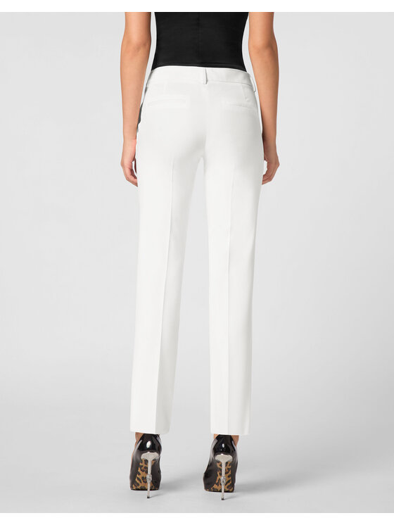 PHILIPP PLEIN PHILIPP PLEIN Spodnie materiałowe 9377 Biały Regular Fit
