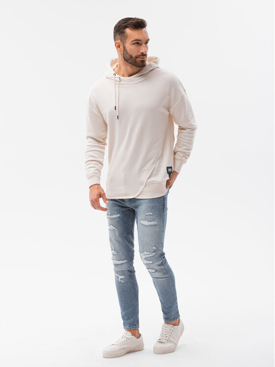 Ombre Ombre Mikina B1187 Écru Regular Fit