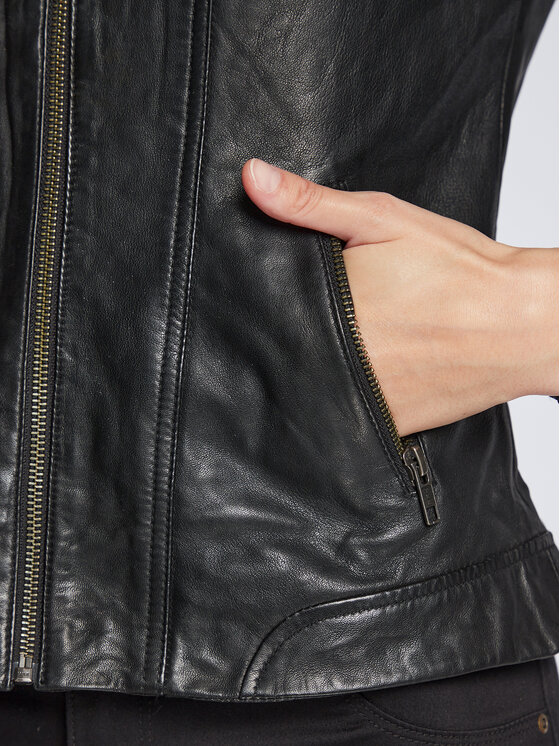 NAF NAF NAF NAF Кожено яке Clim DNL1Z Черен Regular Fit