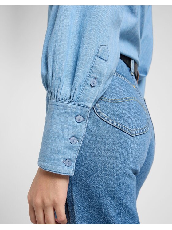 Lee Lee Koszula BALLOON SVE SHIRT Niebieski Relaxed Fit