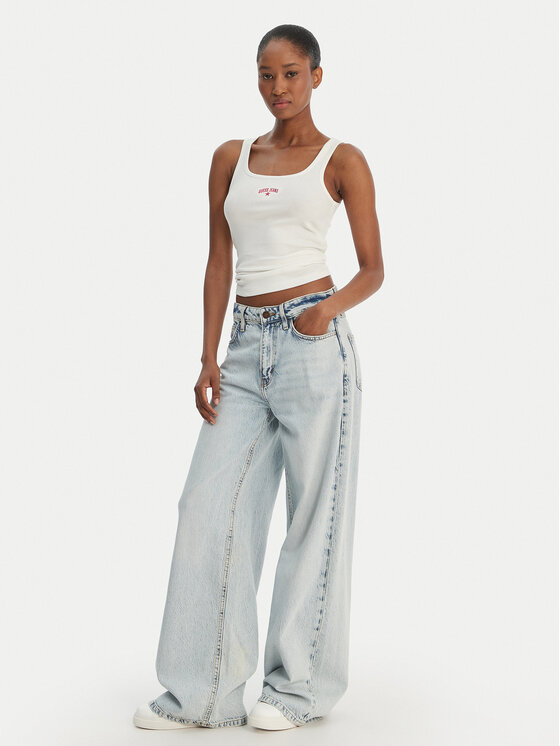 Guess Jeans Guess Jeans Топ W6GPZ2 KA0H1 Білий Slim Fit