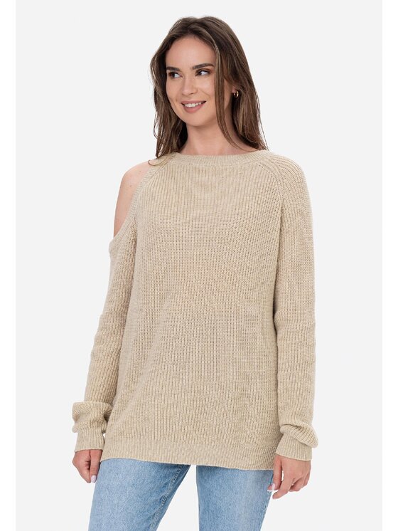 LAURELLA LAURELLA Sweter 6TU026 Beżowy Regular Fit