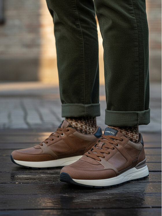 Lanetti Lanetti Sneakersy CEO-REUS-01 Hnedá
