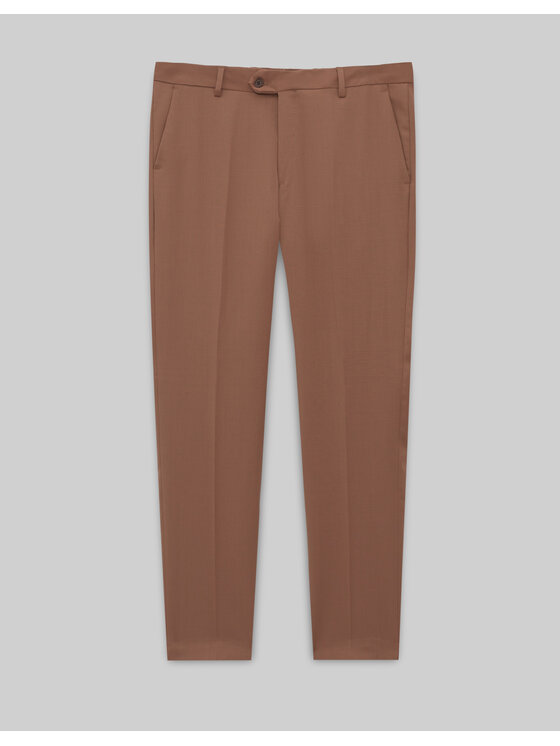 Borgio Borgio Spodnie garniturowe monticiano_br Brązowy Slim Fit