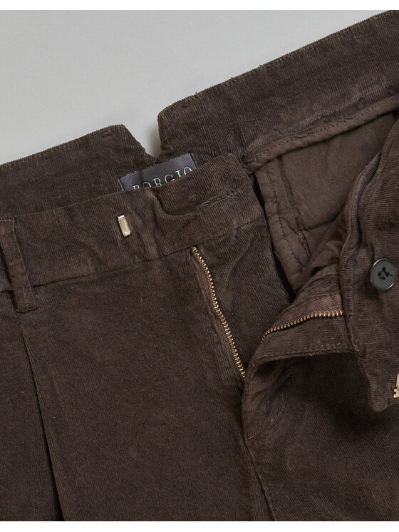 Borgio Borgio Spodnie materiałowe velluto Brązowy Slim Fit