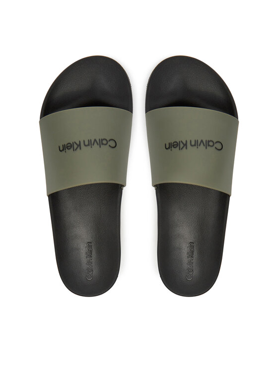 Calvin Klein Calvin Klein Klapki Chunky Pool Slide Rub HM0HM01063 Zielony