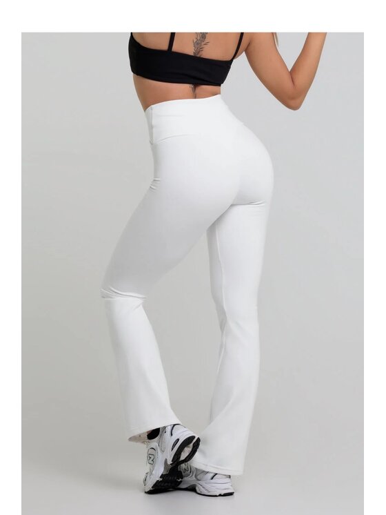 Chiara Wear Chiara Wear Spodnie materiałowe Spodnie ocieplane z pasem X WINTER FLARE Biały Slim Fit