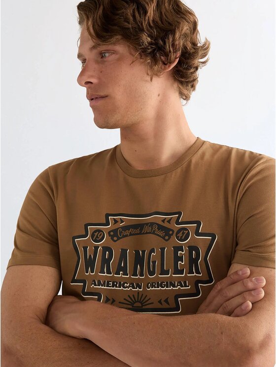 Wrangler Wrangler T-Shirt AMERICANA TEE Żółty Regular Fit