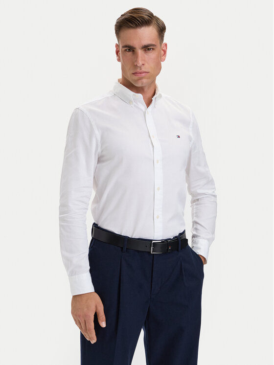 Tommy Hilfiger Tommy Hilfiger Koszula Flex Dobby MW0MW44570 Biały Slim Fit