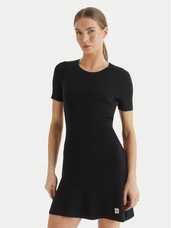 Calvin Klein Jeans Rochie tricotată LV047F325G Negru Slim Fit