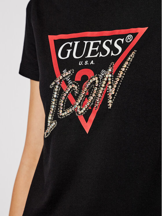 Guess Guess Tričko Icon W1RI25 I3Z00 Čierna Regular Fit