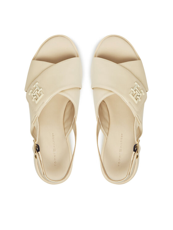 Tommy Hilfiger Tommy Hilfiger Sandále Th Logo Hw Padded Leather Sandal FW0FW08808 Béžová