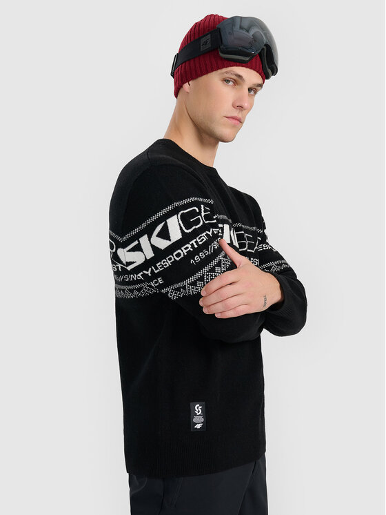 4F 4F Sweter casual Czarny Regular Fit