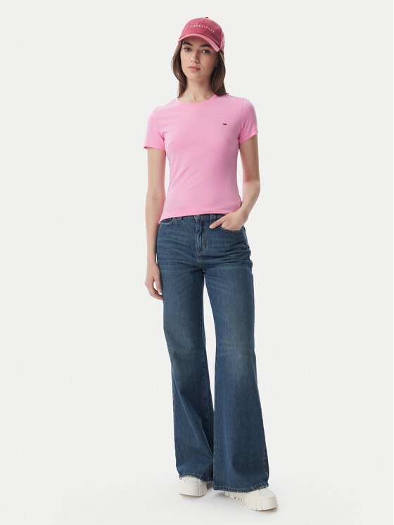 Tommy Jeans Tommy Jeans Тишърт DW0DW20459 Светлорозов Slim Fit