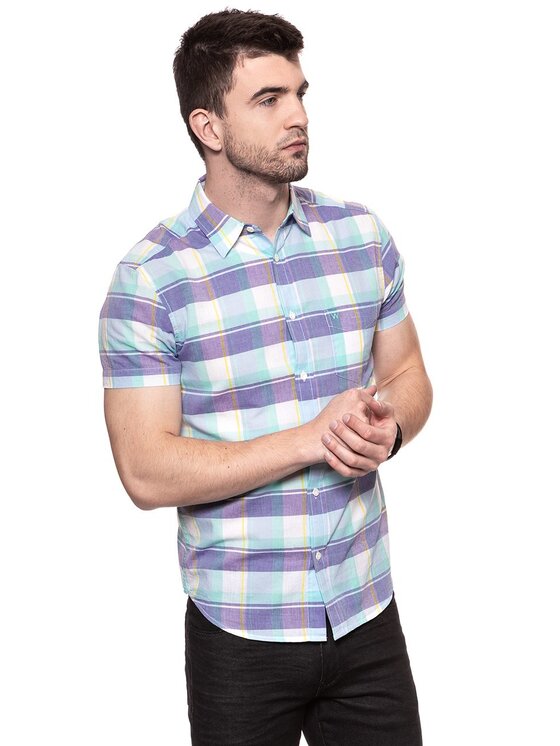 Wrangler Wrangler Koszula SS 1PKT SHIRT Fioletowy Regular Fit