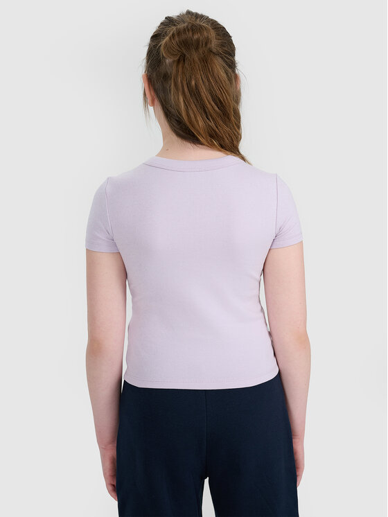 4F 4F T-Shirt BASIC+ Fioletowy jasny Slim Fit