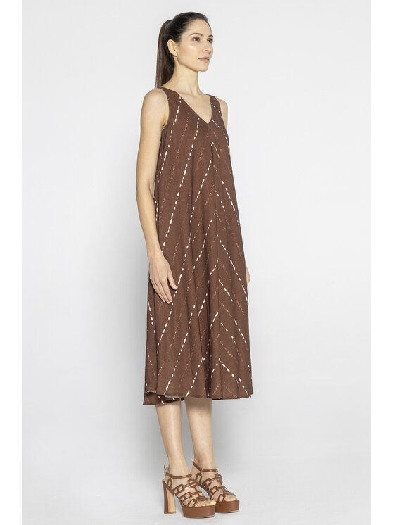 Deni Cler Milano Deni Cler Milano Sukienka letnia T-DC-3069-E2-20-76-1 Brązowy Loose Fit