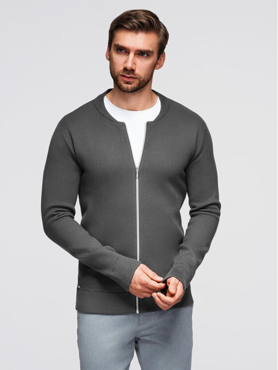 Ombre Ombre Kardigan OM-SWZS-0146 Szary Regular Fit