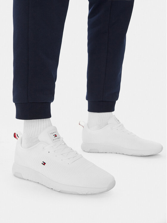 Tommy Hilfiger Tommy Hilfiger Sneakersy Corporate Knit Rib Runner FM0FM02838 Biały