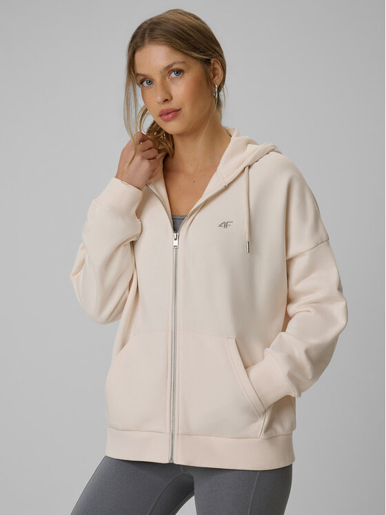 4F 4F Bluza basic Kremowy Loose Fit
