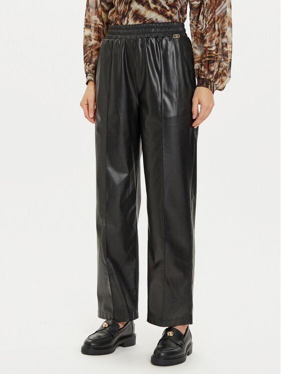 Liu Jo Pantaloni di pelle WF4153 E0392 Nero Regular Fit, taglia : 40