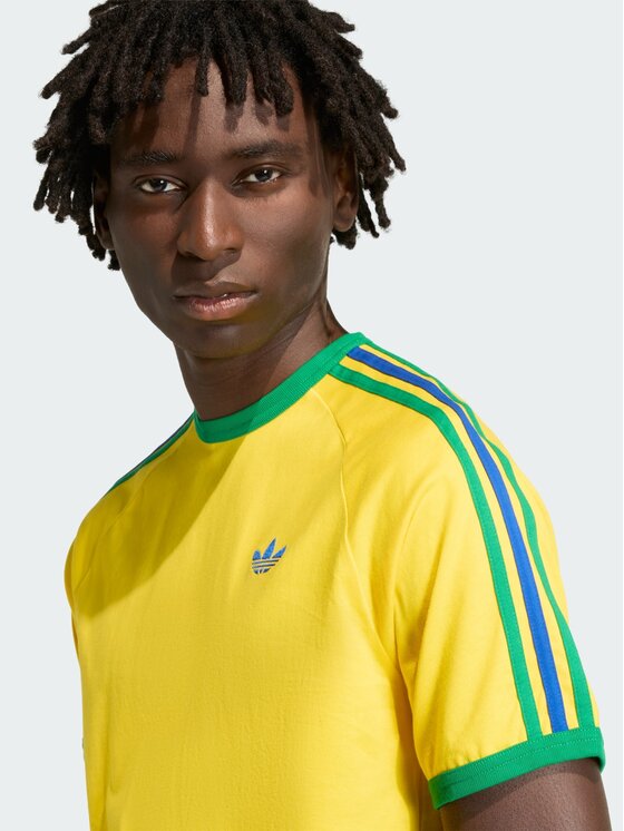 adidas adidas T-Shirt 3-Stripes Żółty Regular Fit