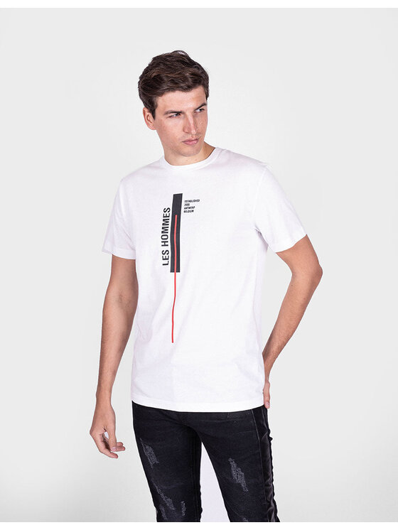 Les Hommes Les Hommes T-Shirt LJT201 700P | Vertical Line Λευκό Regular Fit
