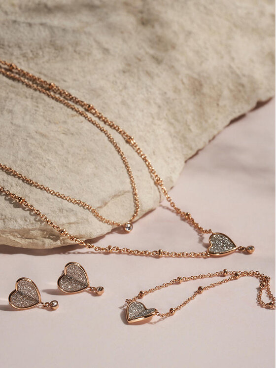 Fossil Fossil Kaklo papuošalas Flutter Hearts JF03648791 Auksinė