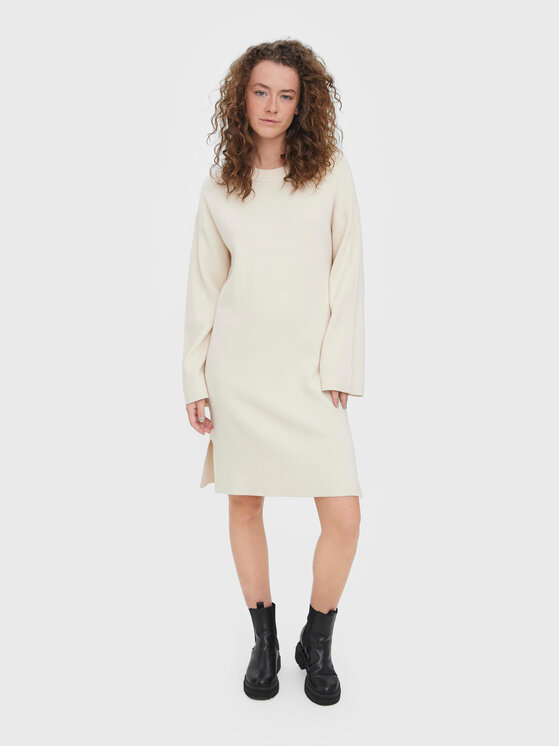 Vero Moda Úpletové šaty Gold 10271183 Écru Loose Fit