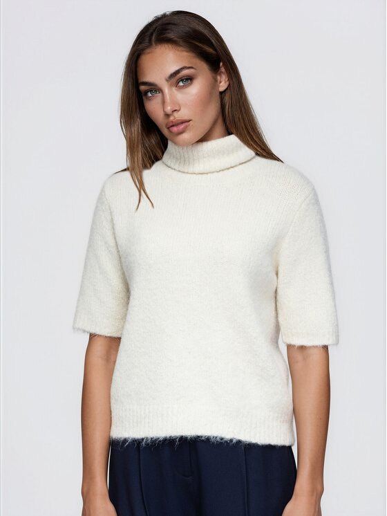 Ombre Ombre Svetr OW-SW-E0049 Světle béžová Regular Fit
