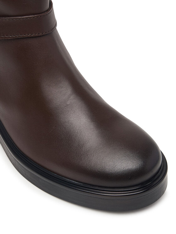Tommy Hilfiger Tommy Hilfiger Kozačky ve vojenském stylu Th Stud Leather Knee Riding Boot FW0FW09608 Hnědá